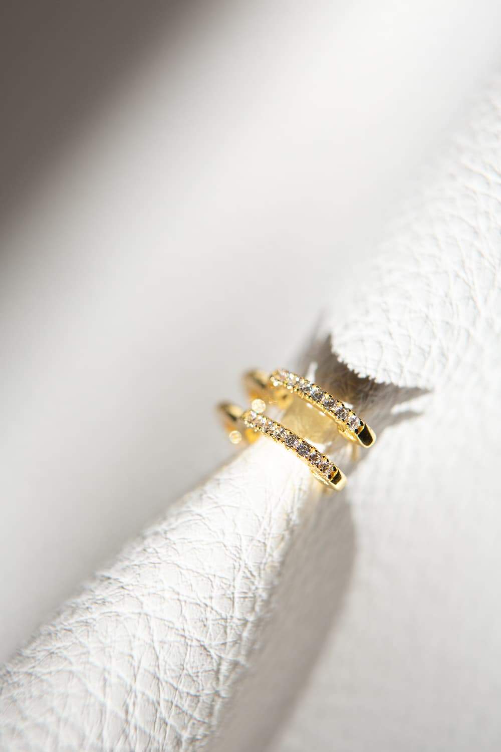 Gold CZ Pavé 925 Sterling Silver Huggie Hoop