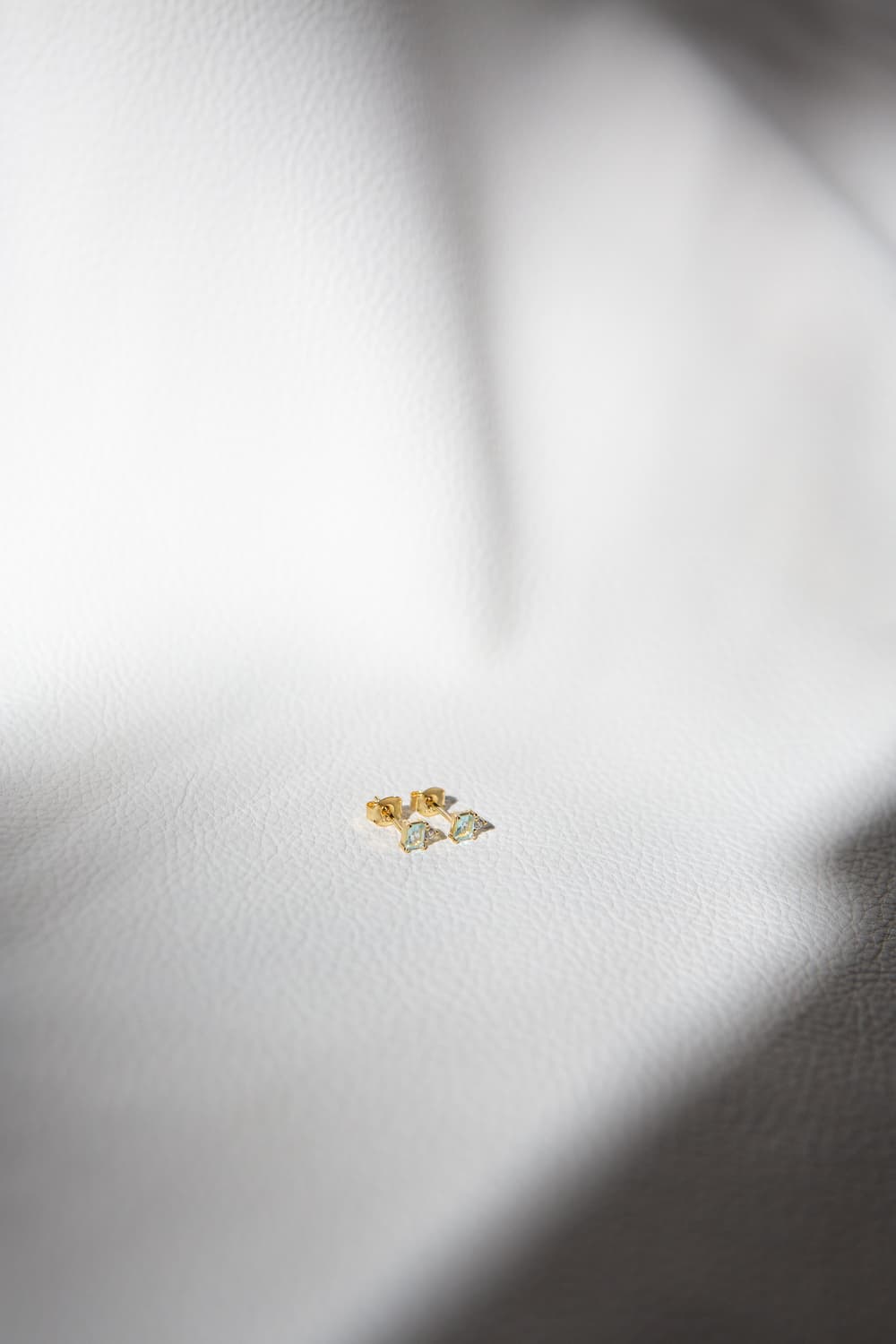 925 Sterling Silver Dainty Aquamarine Baguette Diamond Stud Earrings