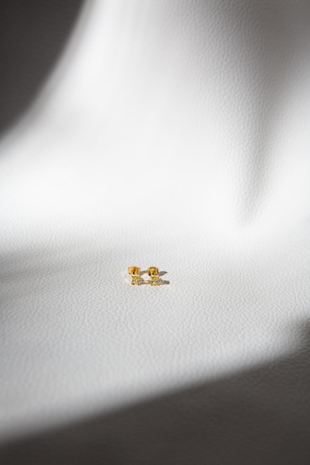 925 Sterling Silver Dainty Apple Green Baguette Diamond Stud Earrings