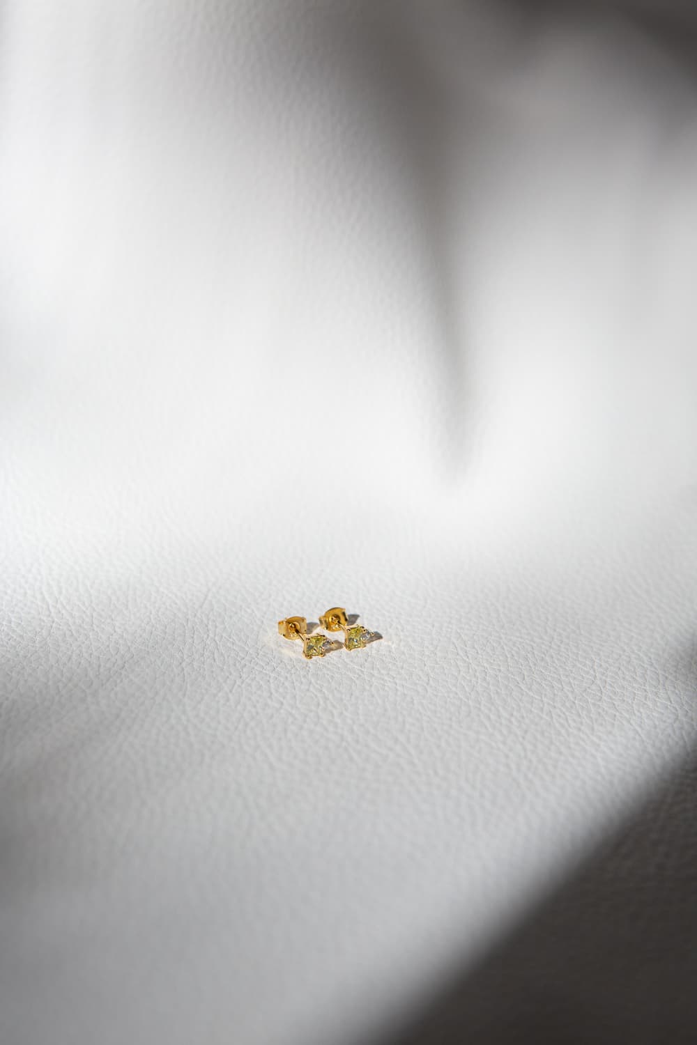 925 Sterling Silver Dainty Apple Green Baguette Diamond Stud Earrings