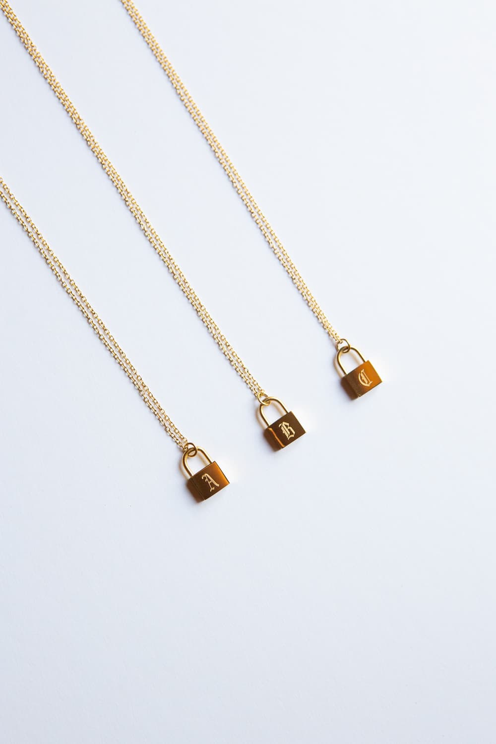 Gold Old English Initial Padlock Necklace