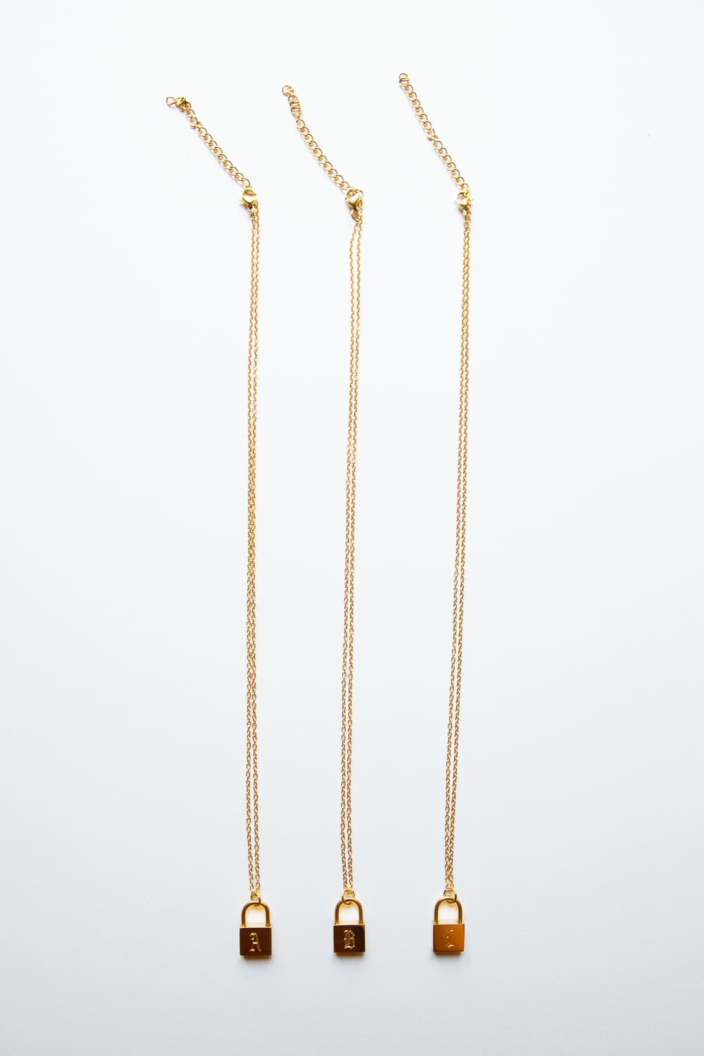 Gold Old English Initial Padlock Necklace