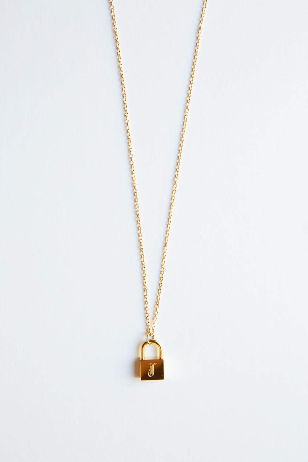 Gold Old English Initial Padlock Necklace
