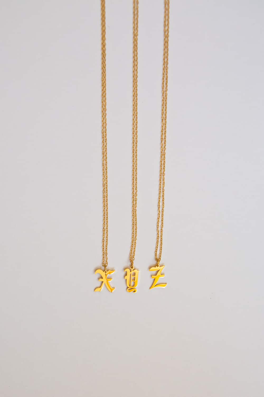Gold Old English Initial Necklace