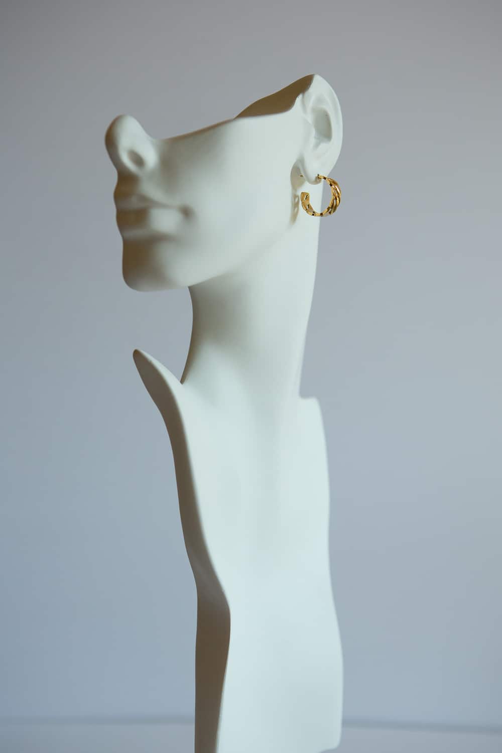 Gold Flat Curb Chain Hoop Earrings