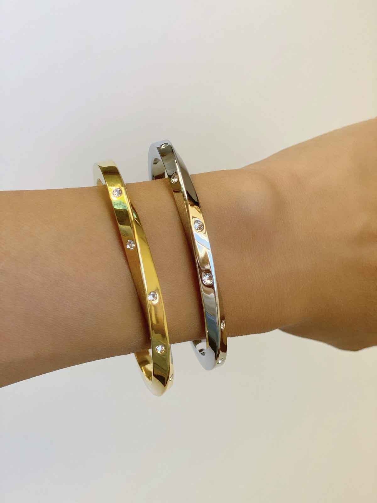 Thick Silver CZ Twist Cuff Bracelet