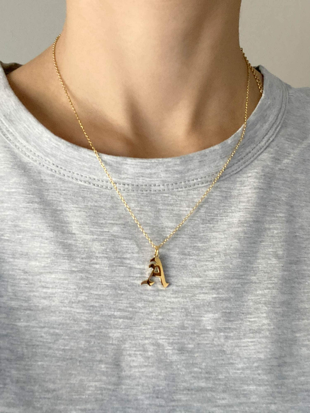 Gold Old English Initial Necklace