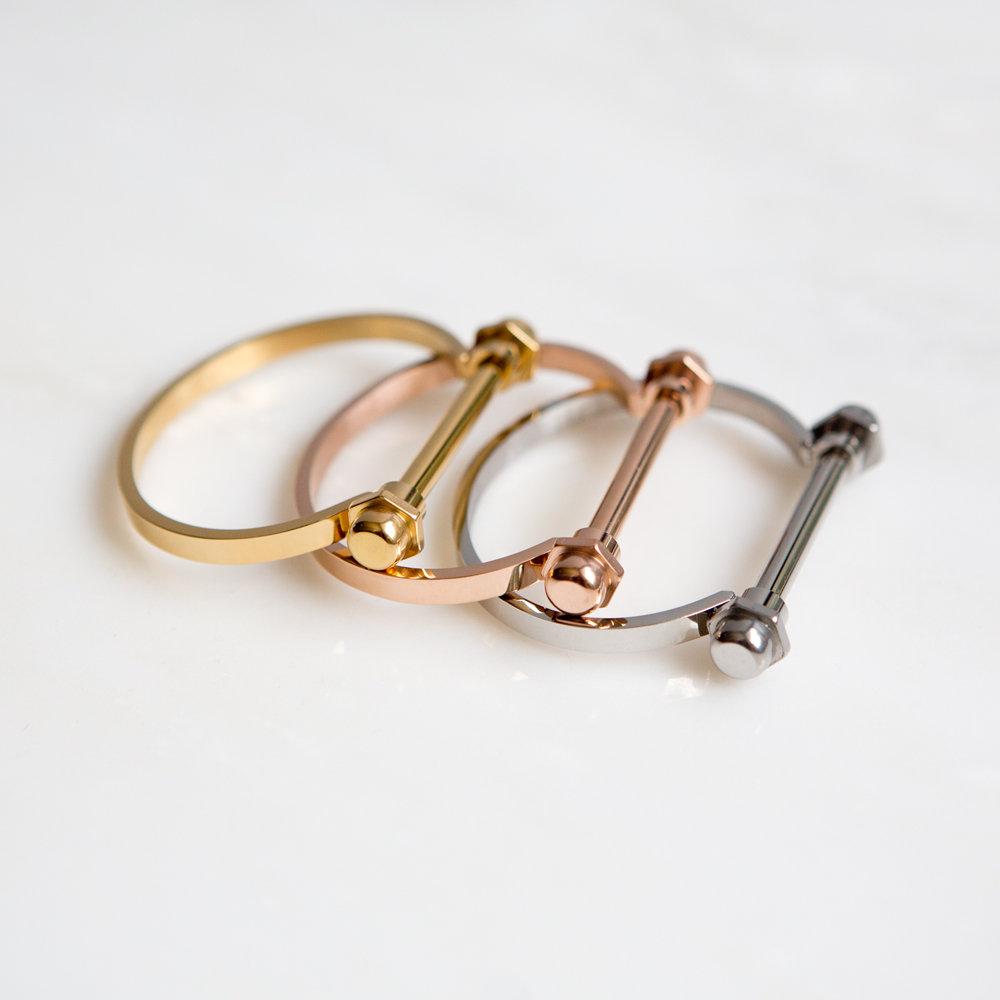 Screw Bar Cuff Bracelet (Rose Gold) - Wynter Bloom